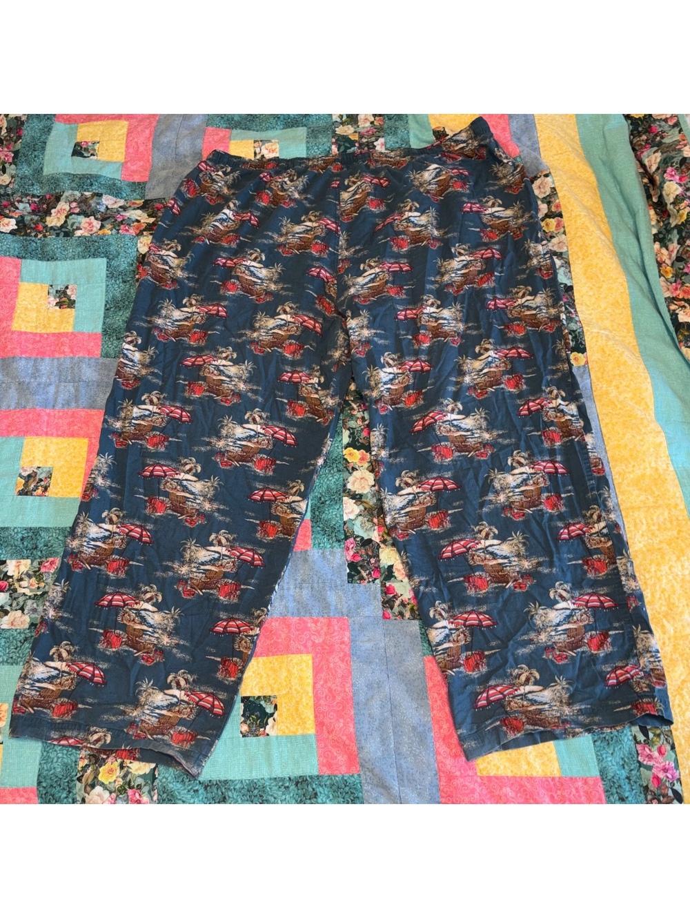 Tommy Bahama Men's 2XB Blue Tropical Print Lounge Pants Comfort Stretch - Picture 3 of 9